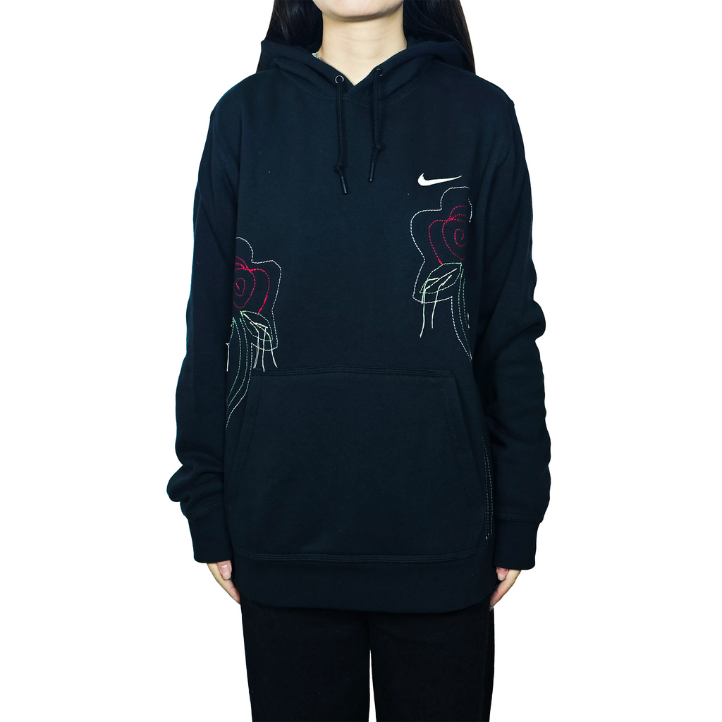 Custom Embroidery Nike Sweatshirt Black With Rose Patterns