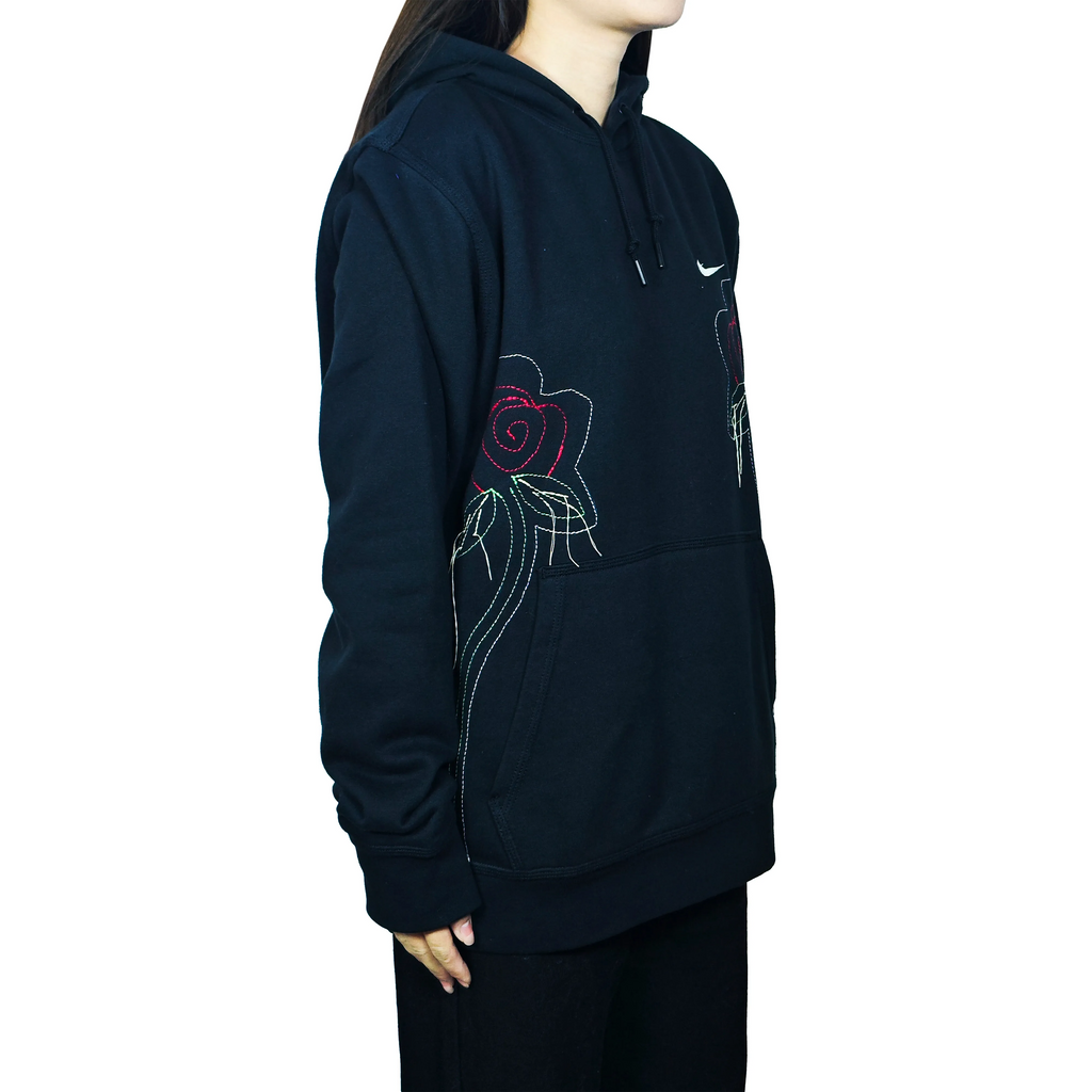 Custom Embroidery Nike Sweatshirt Black With Rose Patterns