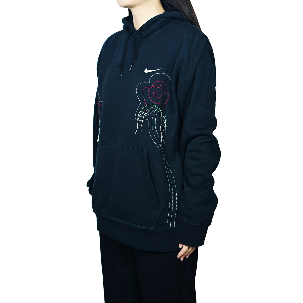 Custom Embroidery Nike Sweatshirt Black With Rose Patterns