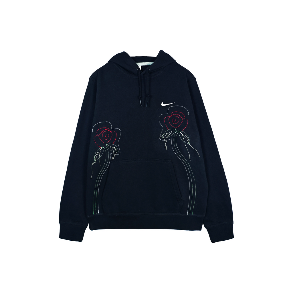 Custom Embroidery Nike Sweatshirt Black With Rose Patterns