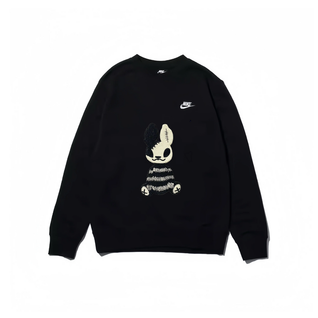 Custom Embroidery Nike Sweatshirt Black With Stitched Bunny