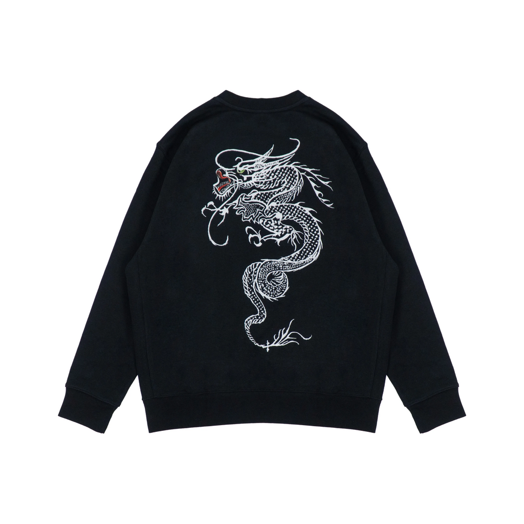 Custom Embroidery Nike Sweatshirt Black With White Dragon