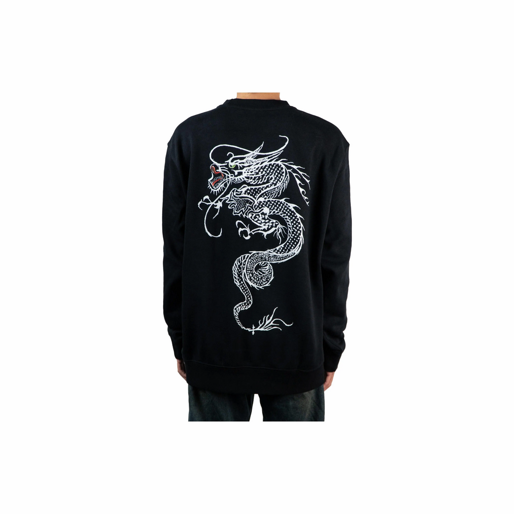 Custom Embroidery Nike Sweatshirt Black With White Dragon