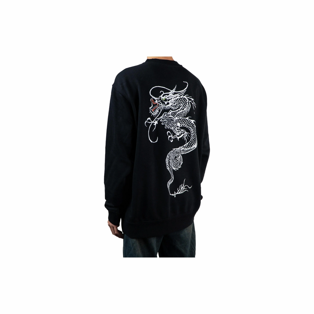 Custom Embroidery Nike Sweatshirt Black With White Dragon
