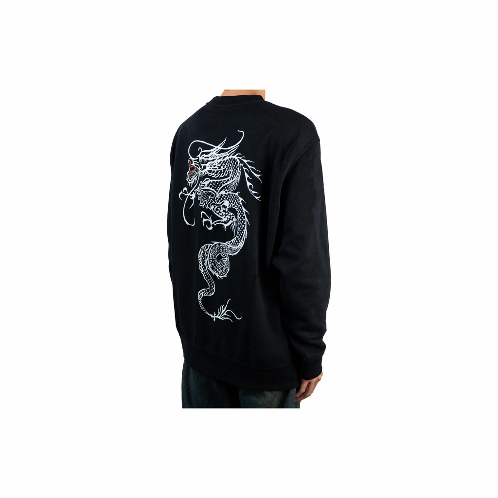 Custom Embroidery Nike Sweatshirt Black With White Dragon