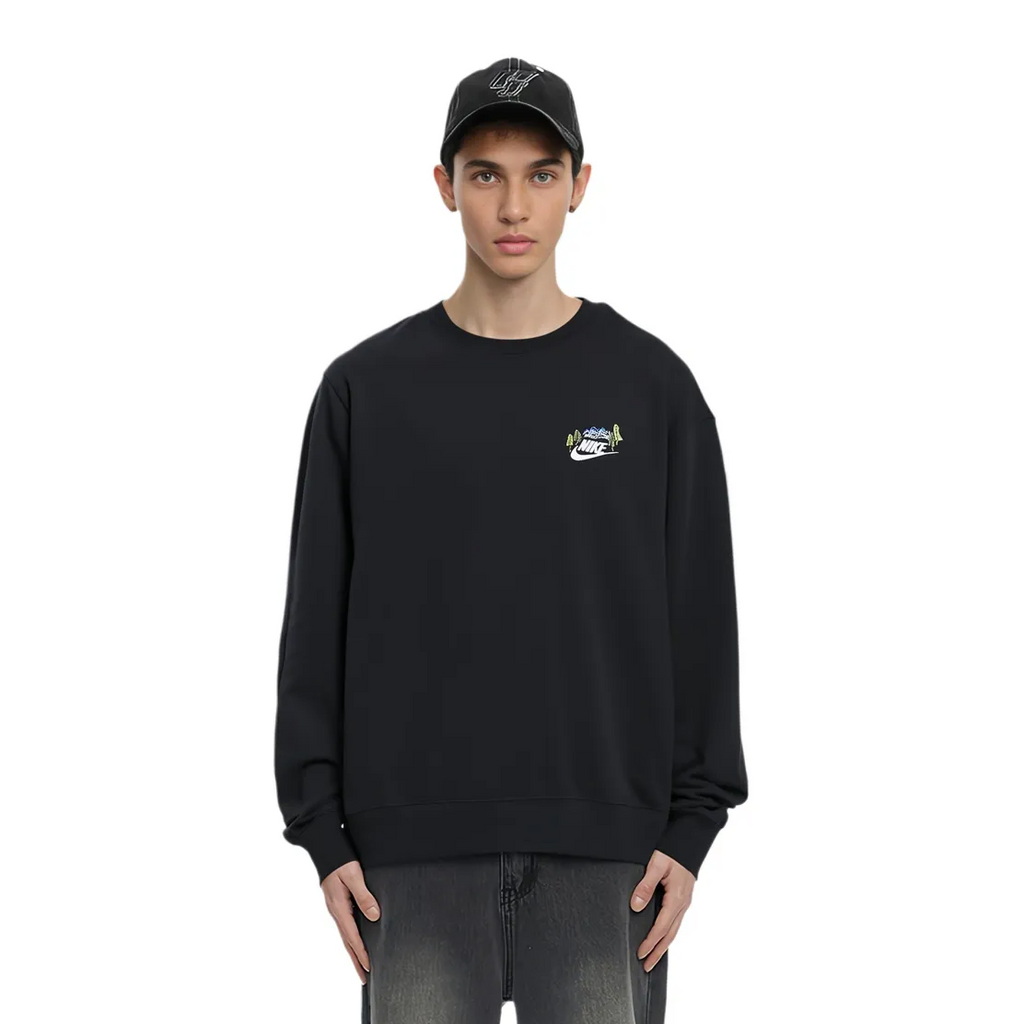 Custom Embroidery Nike Sweatshirt Mountain Tree Design Black