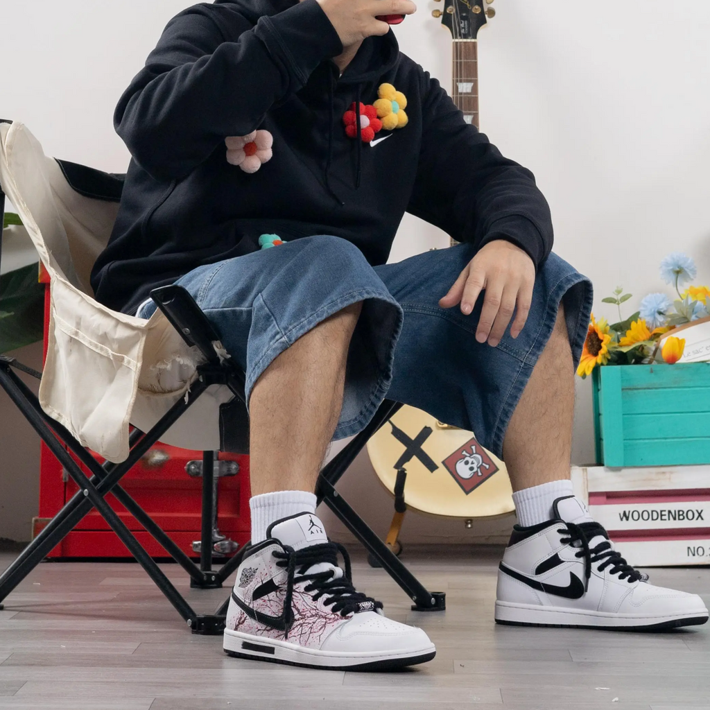 Custom Nike Sweatshirt Black With Colorful Flowers