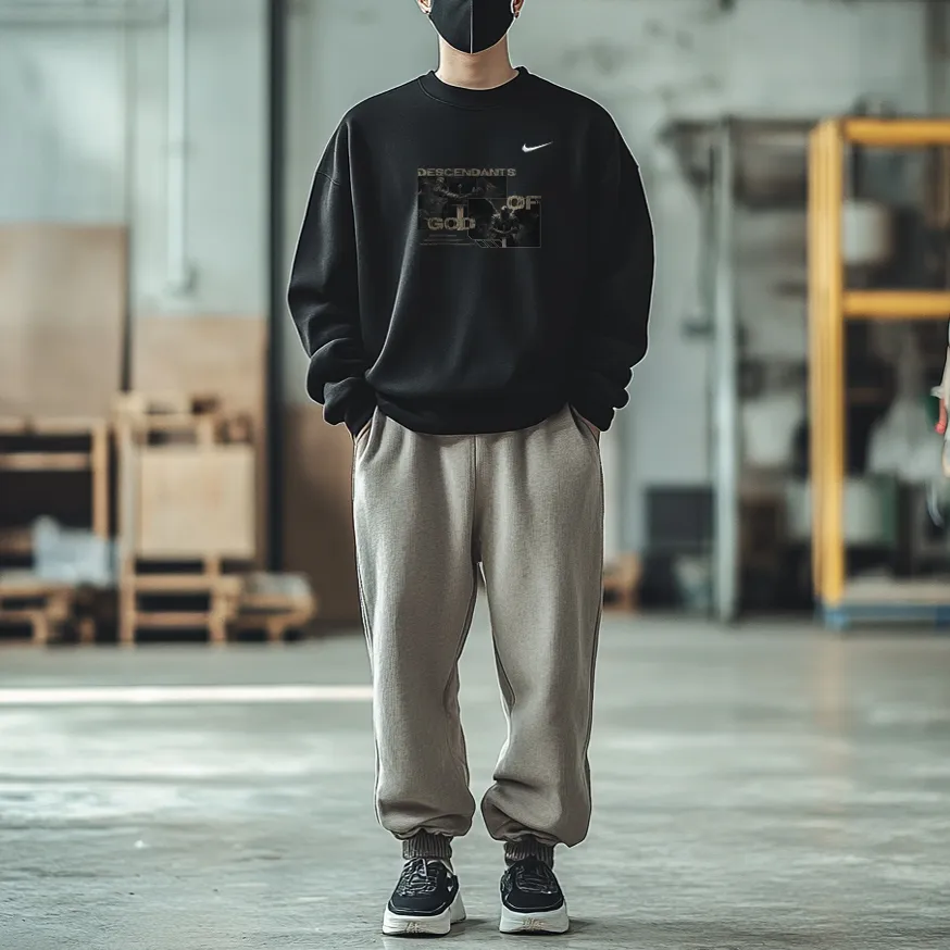 Custom Nike Sweatshirt Black With Descendants of God Graphic