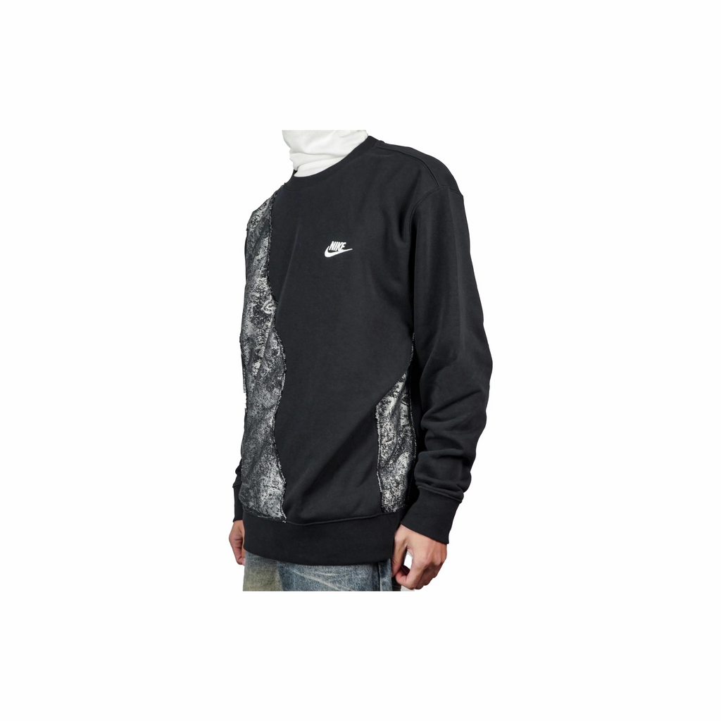 Custom Nike Sweatshirt Black With Grey Paisley Pattern