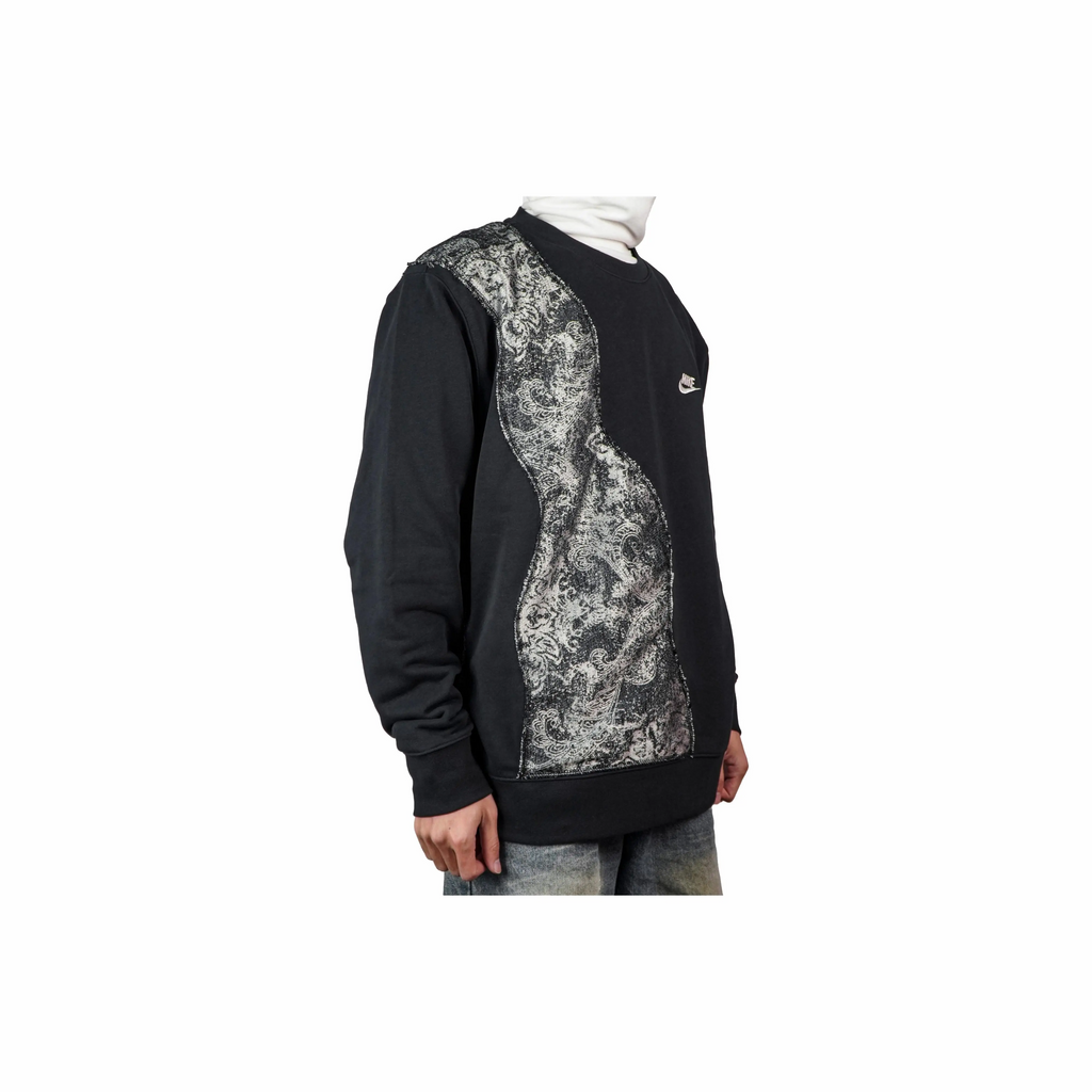 Custom Nike Sweatshirt Black With Grey Paisley Pattern