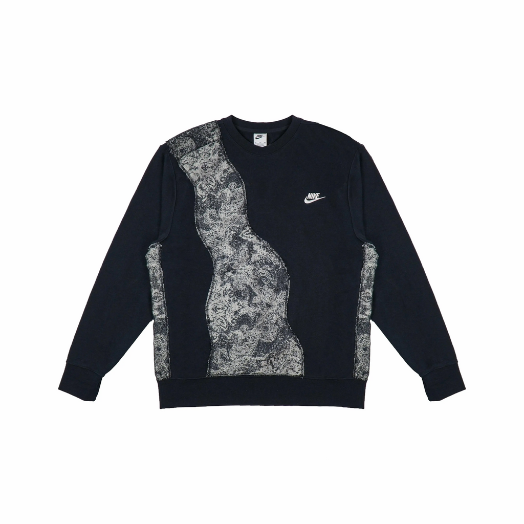 Custom Nike Sweatshirt Black With Grey Paisley Pattern
