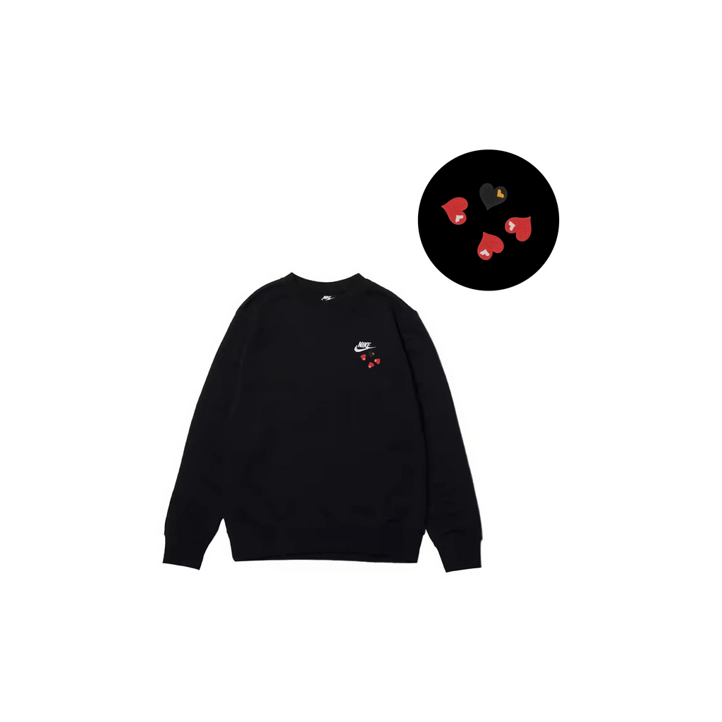 Custom Nike Sweatshirt Black With Heart Pattern