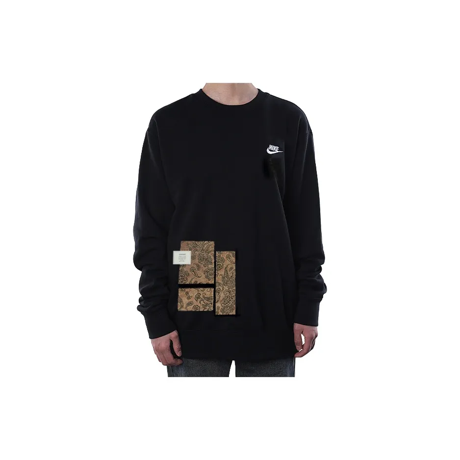 Custom Nike Sweatshirt Black With Paisley Patch Design