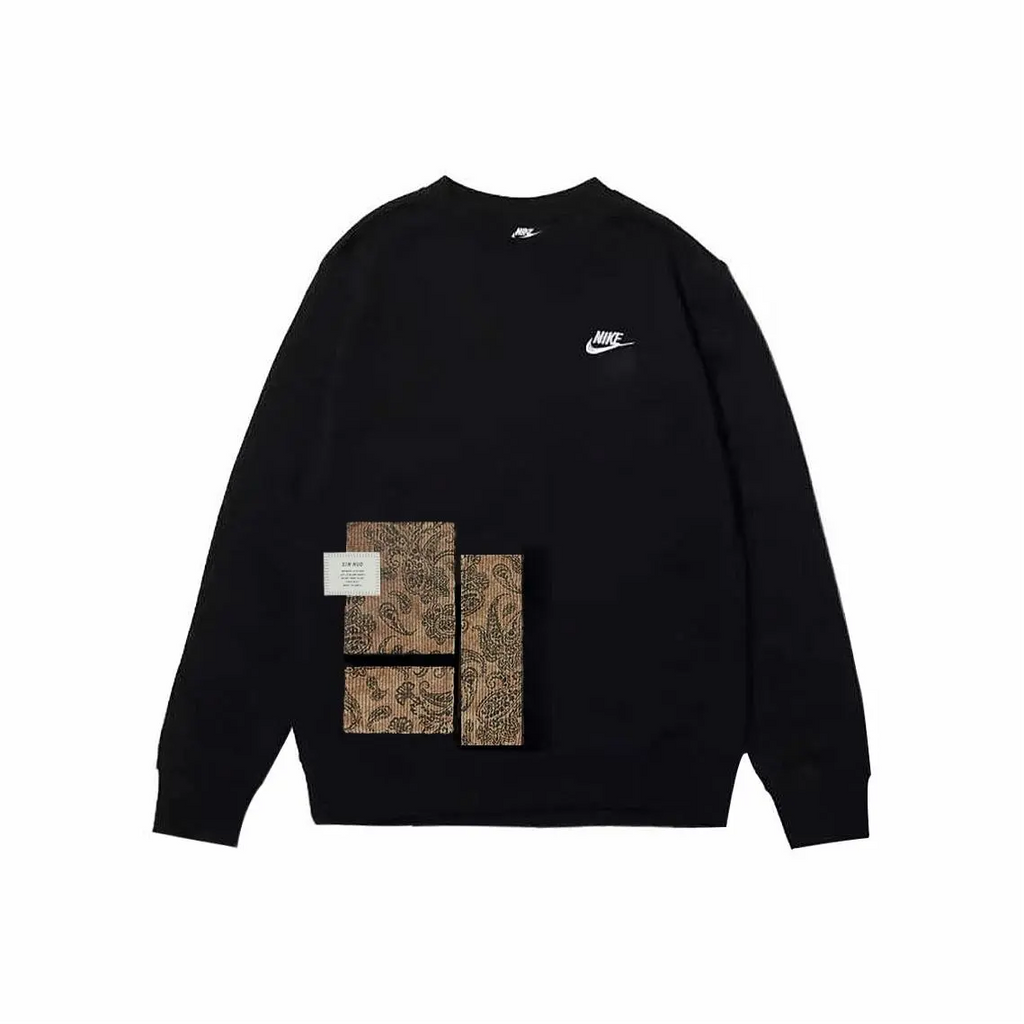 Custom Nike Sweatshirt Black With Paisley Patch Design