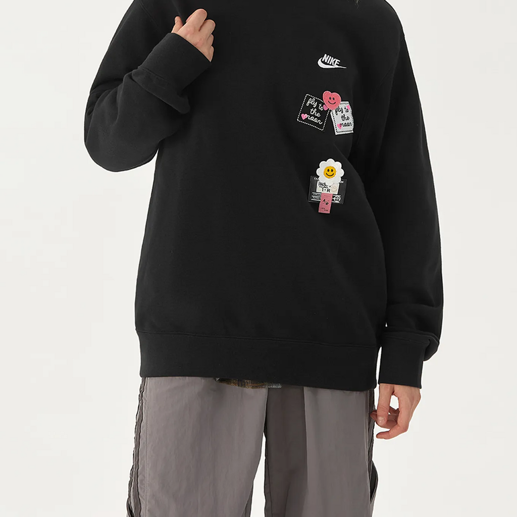 Custom Nike Sweatshirt Black With Playful Patches