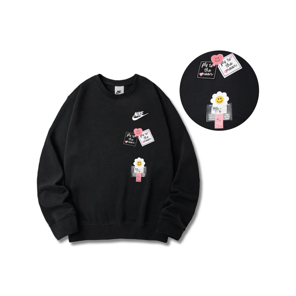 Custom Nike Sweatshirt Black With Playful Patches