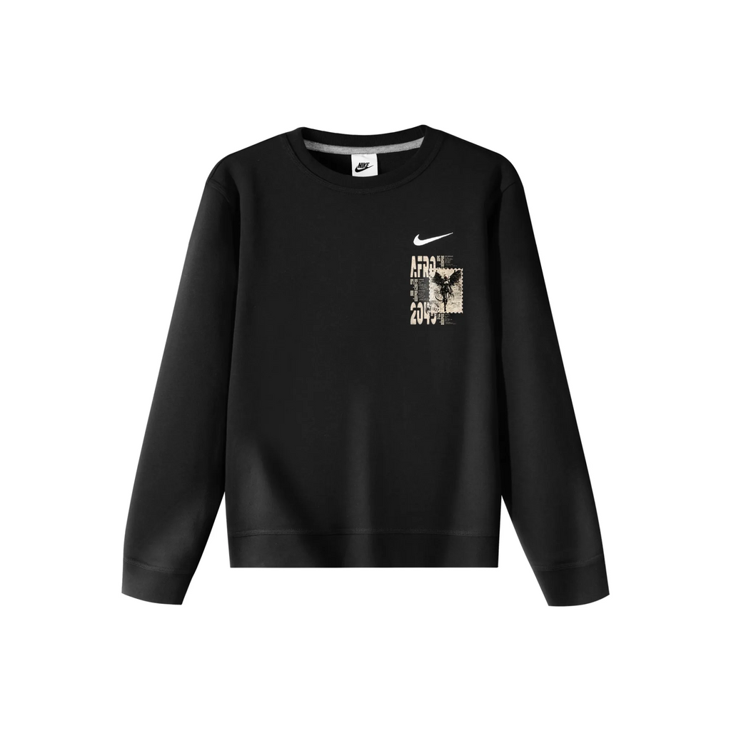 Custom Nike Sweatshirt Black With Retro Stamp Pattern