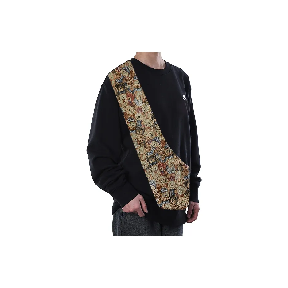 Custom Nike Sweatshirt Black With Teddy Bear Pattern Fabric