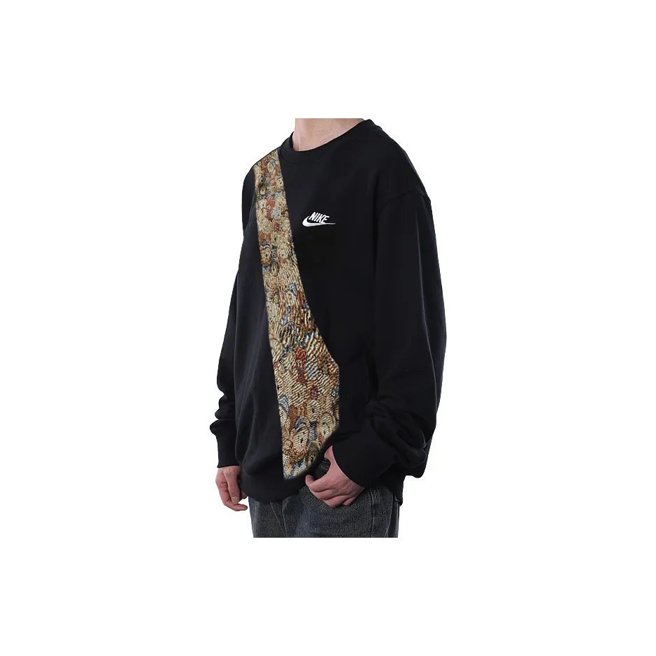 Custom Nike Sweatshirt Black With Teddy Bear Pattern Fabric