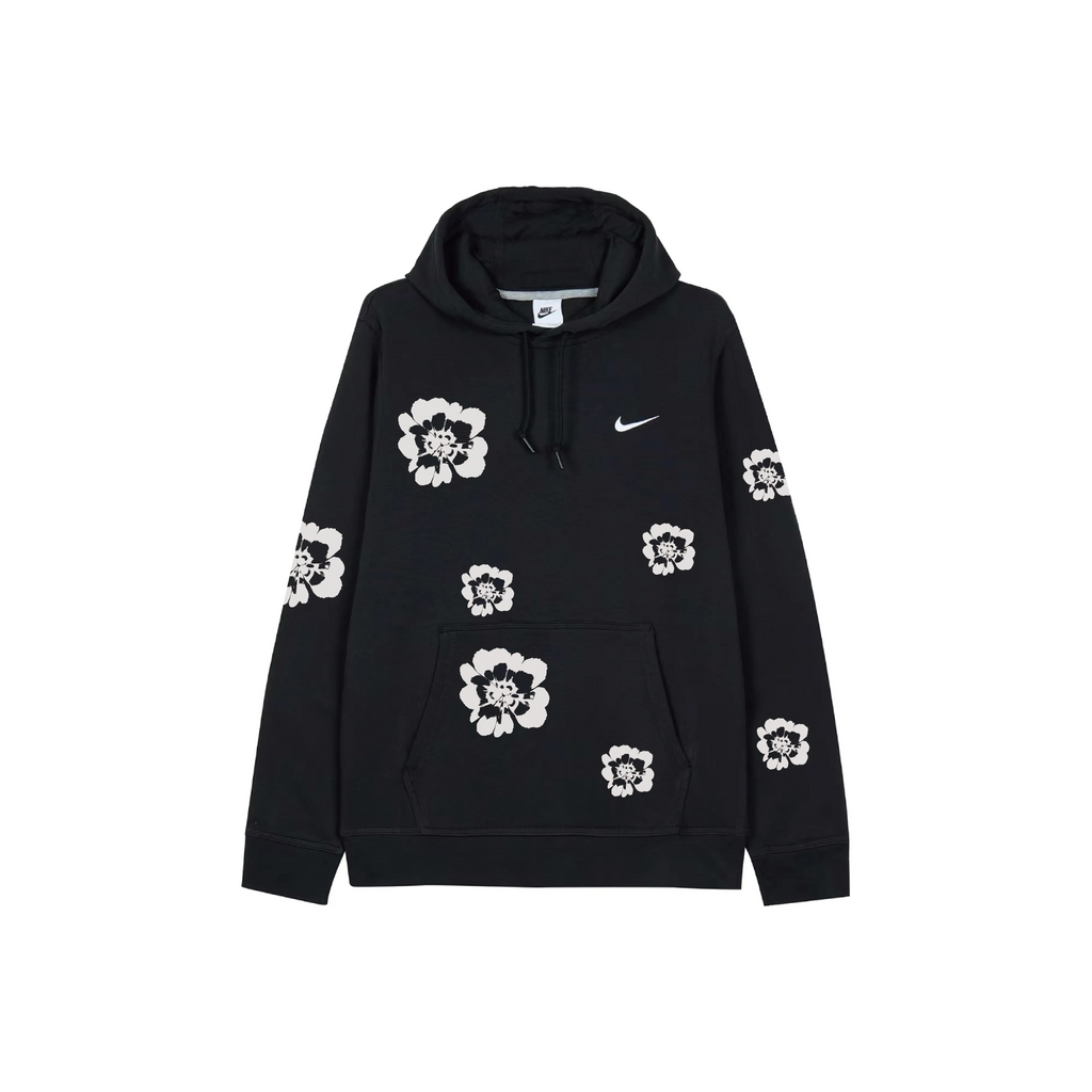 Custom Nike Sweatshirt Black With White Floral Patterns