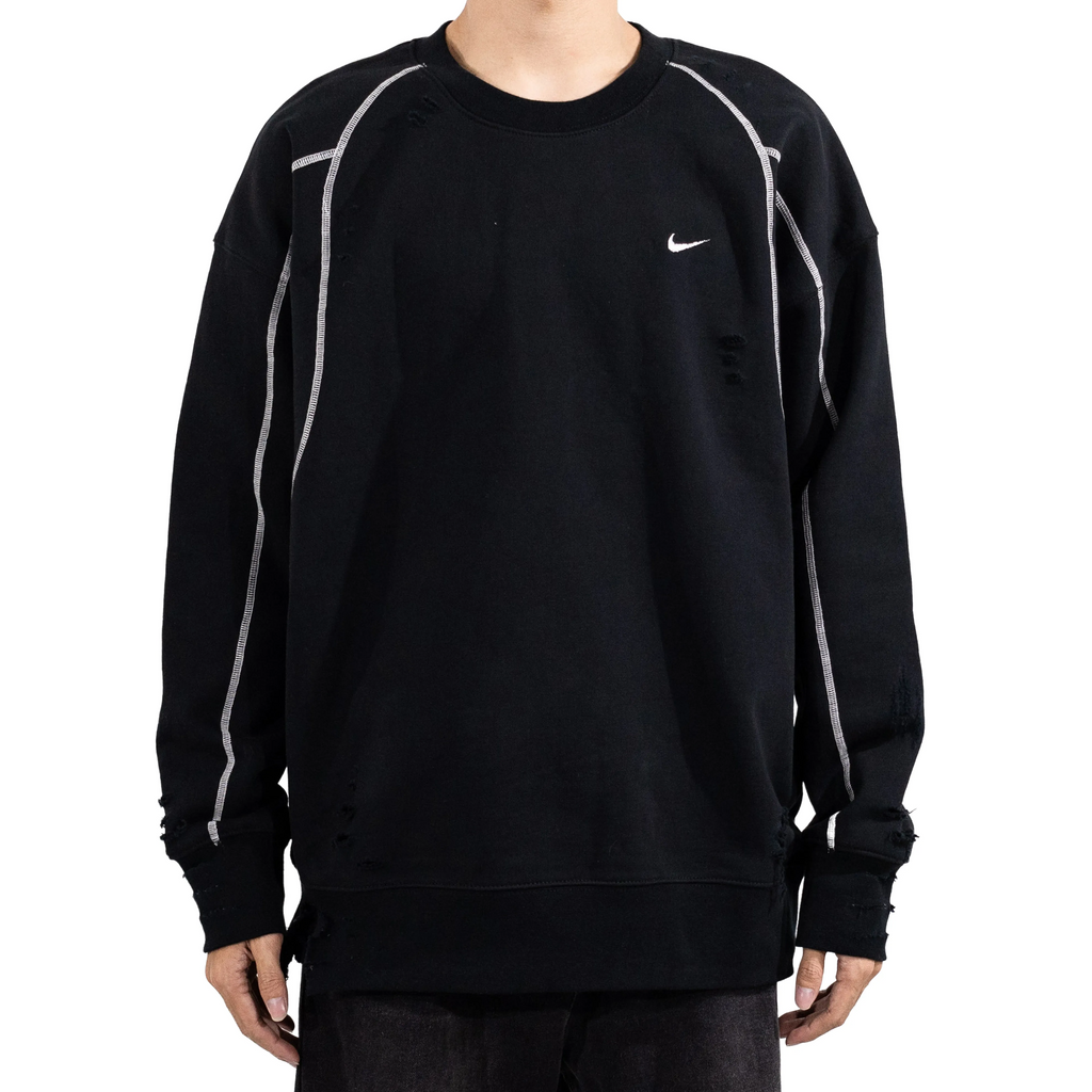 Custom Nike Sweatshirt Black With White Stitching And Distressed Details