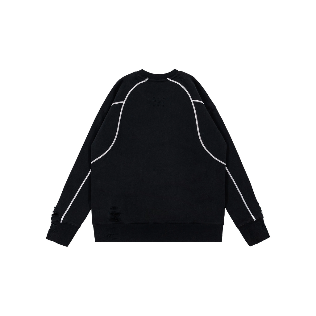 Custom Nike Sweatshirt Black With White Stitching And Distressed Details