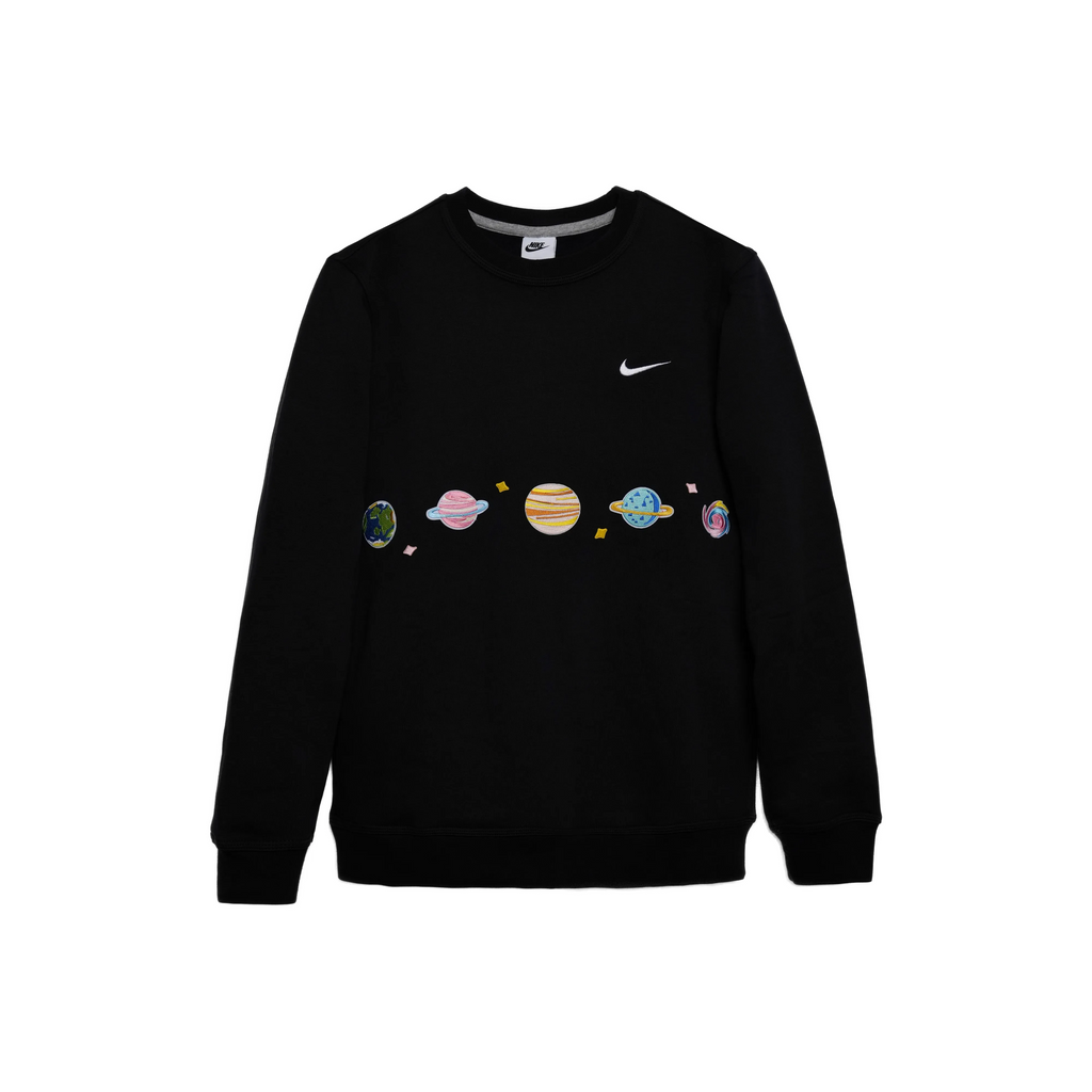 Custom Nike Sweatshirt Celestial Planets Design Black