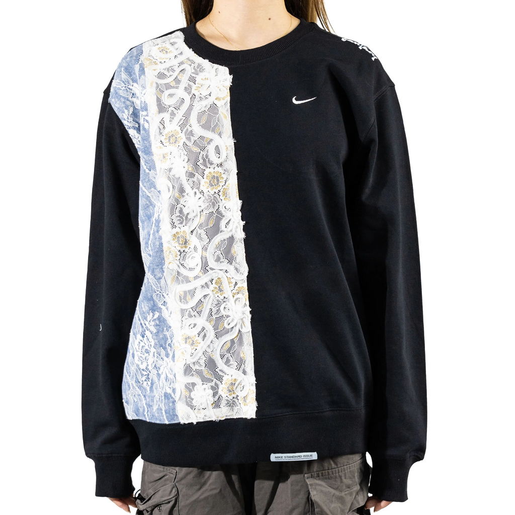 Custom Nike Sweatshirt With Asymmetrical Lace Panel
