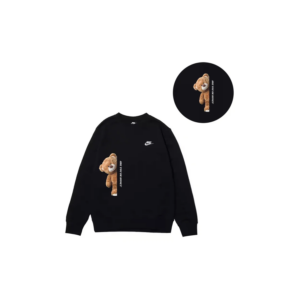Custom Nike Sweatshirt With Brown Teddy Bear Graphic