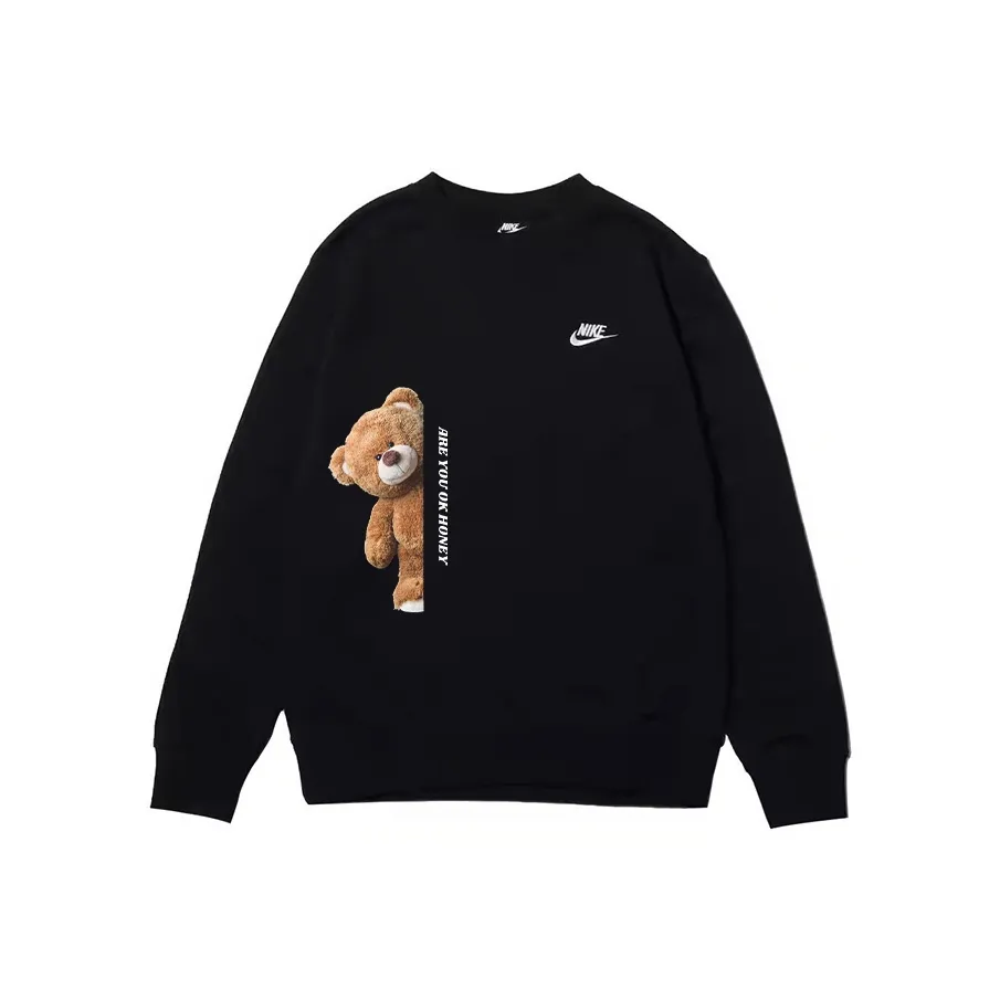 Custom Nike Sweatshirt With Brown Teddy Bear Graphic