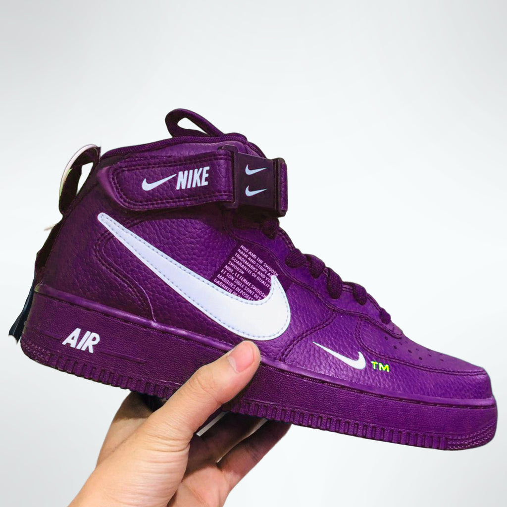 Custom Air Force 1 Purple White Fonts And Swooshes Mid