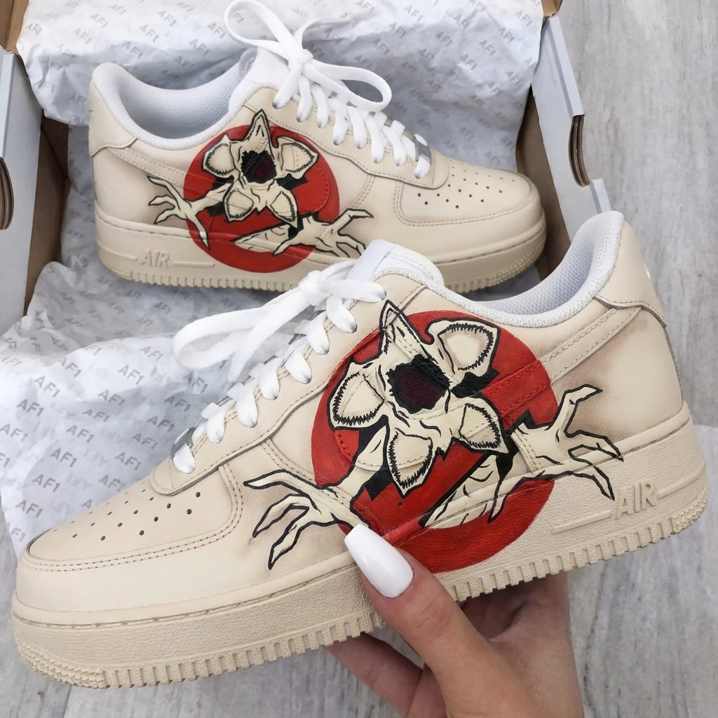 Stranger Things Demogorgon Monster White Red Custom AF1 – customasurprise